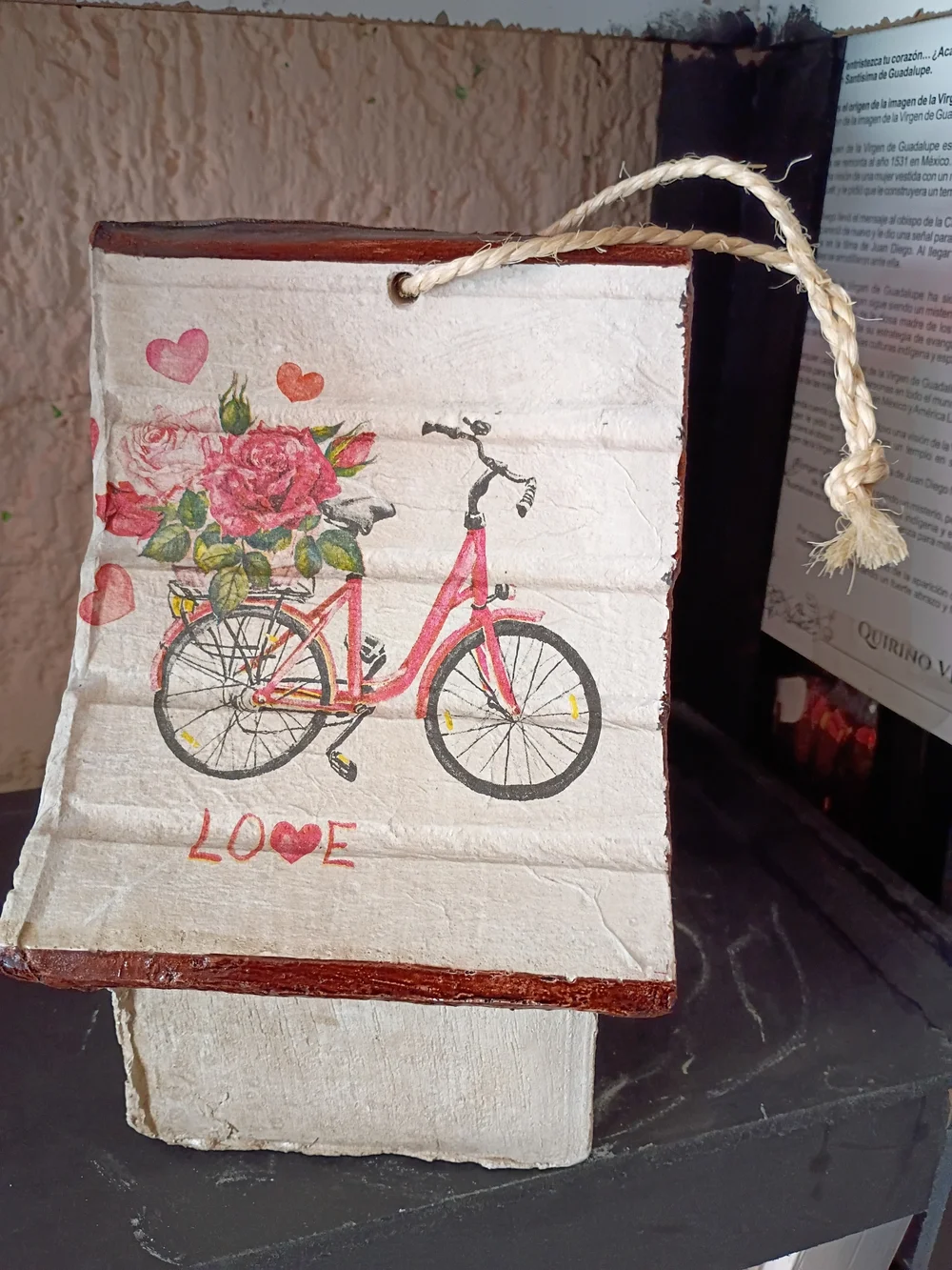 Pink Bicycle Floral Wall Hanging - Home Wall Decor